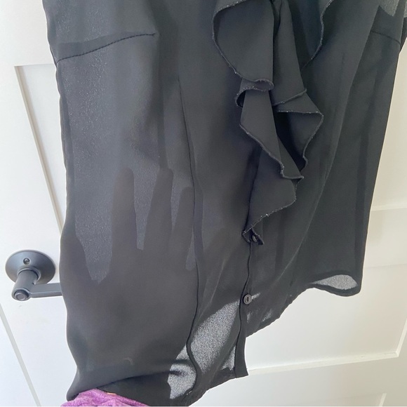 Vintage 90s Suzy Shier Black Ruffle Blouse - Picture 4 of 14